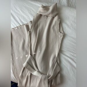 Toccin turtleneck sleeveless midi sweater dress cream/ivory